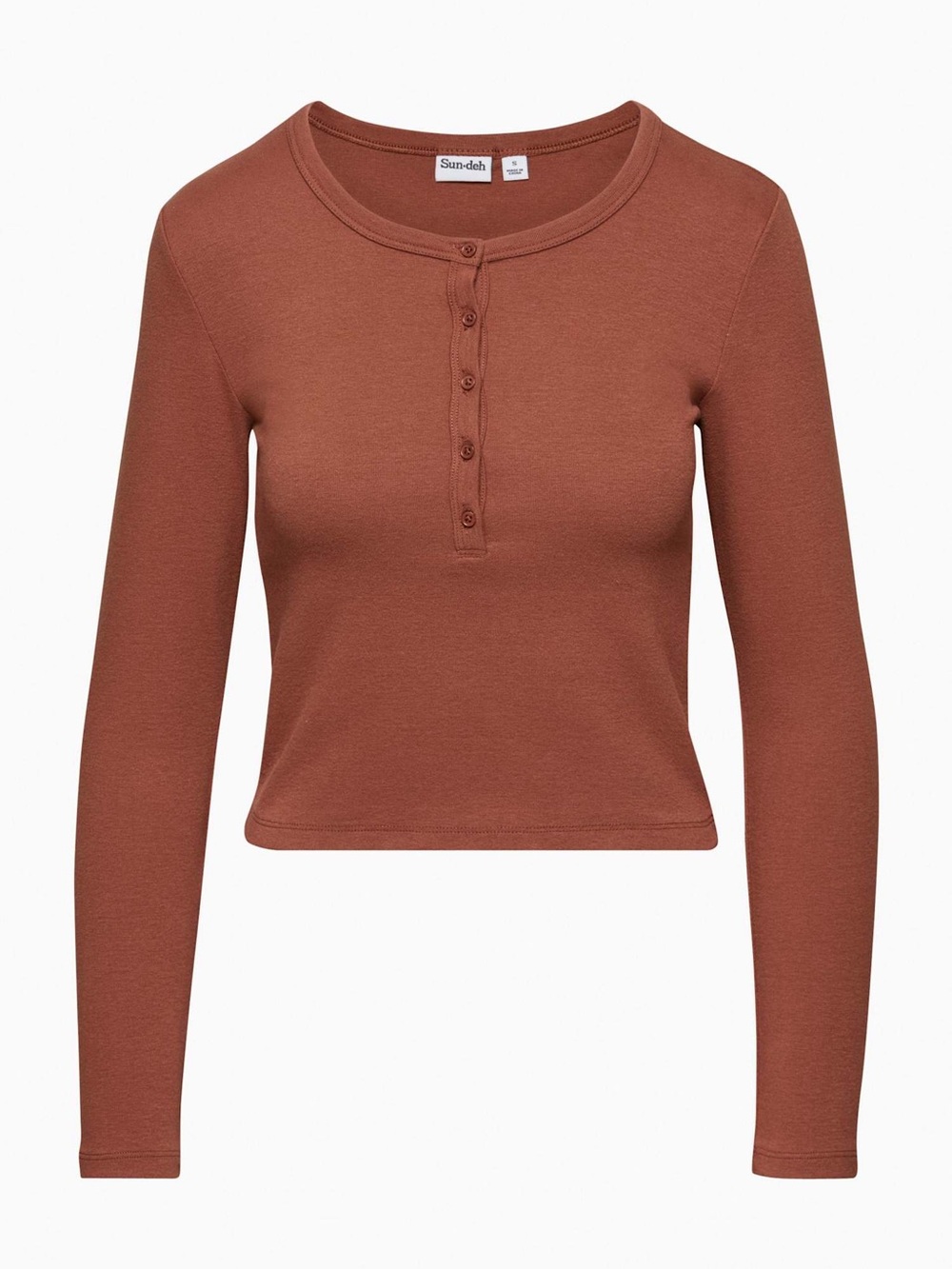 Aritzia Sunday Best Drew Epicurean Brown Long-Sleeve Henley L